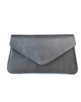 Quinn purse in charcoal grey, featuring a fold-over flap with magnetic closure and sleek, minimalist design.