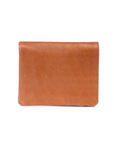 Taylor wallet in tan leather, perfect for travel with compartments for passport, tickets, and cards.