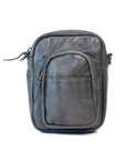 Face the Music mini camera bag in dark grey leather with front pocket and zip closure, perfect for daily essentials.