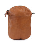 Bobbi cross body bag in tan leather with a zip closure and front pocket for essentials.