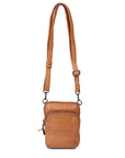 Sophie Bag: stylish leather purse with adjustable strap, two zippered pockets, lightweight and minimalist design.