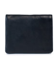 Taylor black wallet designed for travel, featuring passport space, card holders, and a zip compartment for coins.