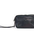 Compact leather purse with detachable wrist strap and zip closure, perfect for organization and essential access.