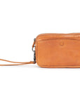 Stylish leather purse Ash with wrist strap and zip sections for organization, perfect for essentials.