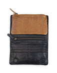 Jane leather purse with removable magnetic insert, featuring black leather, card slots, and a zippered compartment.