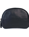 Romi leather purse in black, lightweight design with zip closure, perfect for organizing small goods.