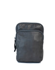 Sophie Bag: Stylish black leather purse with adjustable strap and zip closures, perfect for exploring in style.