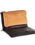 Jane leather purse with removable magnetic insert, featuring 12 card slots and zip section in soft black leather.