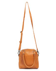 Suki leather purse by Dusky Robin, tan color, featuring a structured design and removable crossbody strap.